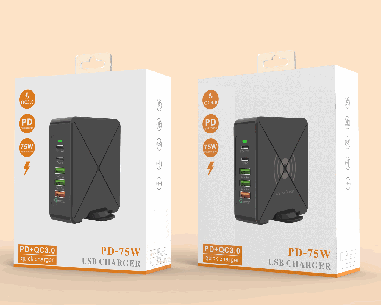PD-75W五囗直立充電插座